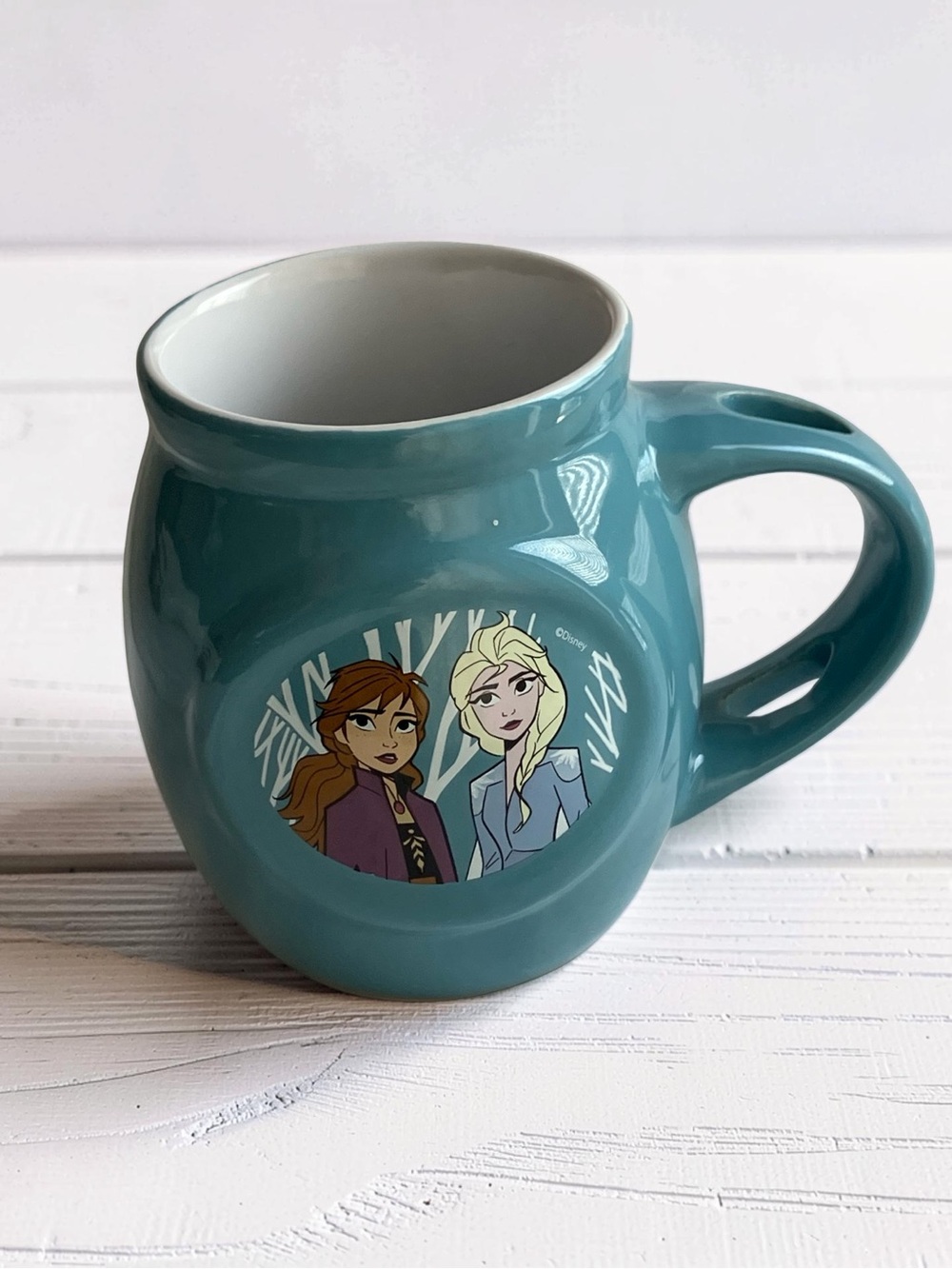 Disney Frozen Anna & Elsa Blue Ceramic Coffee Mug Tea Cup “Spoon Not Included”